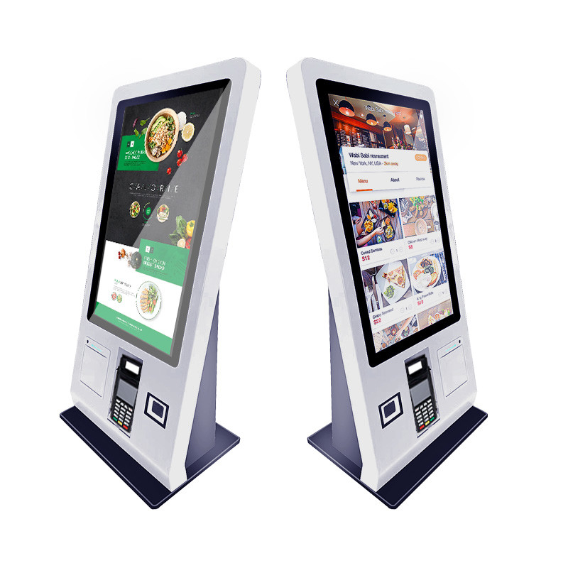 Self Service Payment Kiosk Touch Screen With QR Code Scanner And POS Device