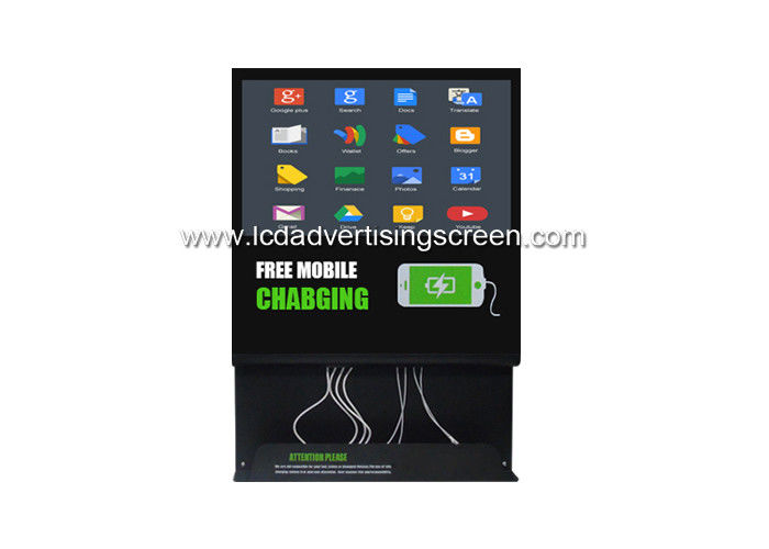 Smart LCD Advertising Screen Mobile Phone Charging Station Kiosk Multi Cables