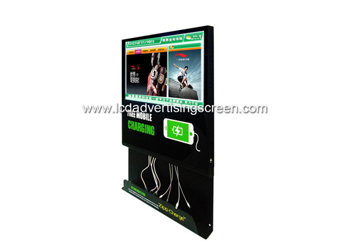 Smart LCD Advertising Screen Mobile Phone Charging Station Kiosk Multi Cables