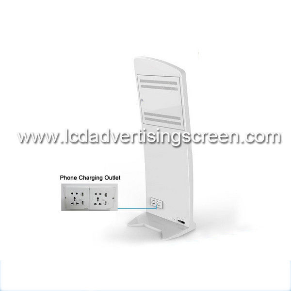 1920 * 1080 Resolution Floor Standing Advertising Display With Magazine Holder