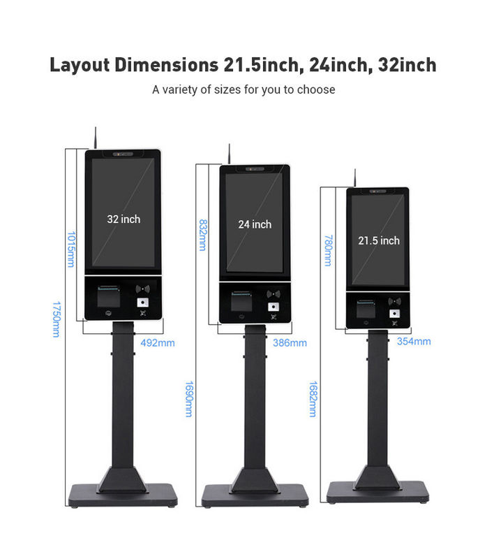 CCC FCC CE 32 Inch RK3288 NFC Restaurant Self Service Kiosk Self Checkout